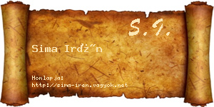 Sima Irén névjegykártya