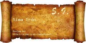 Sima Irén névjegykártya